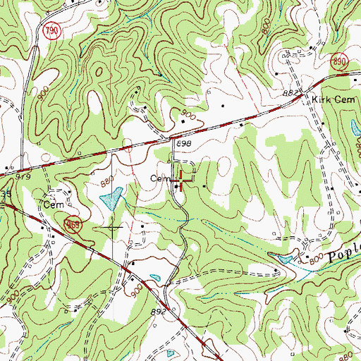 Topographic Map of Chapel Cemetery, VA
