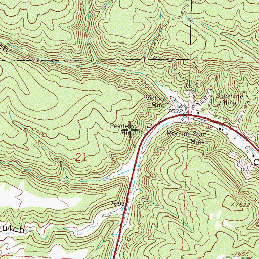 Topographic Map of Peerless Mine, CO