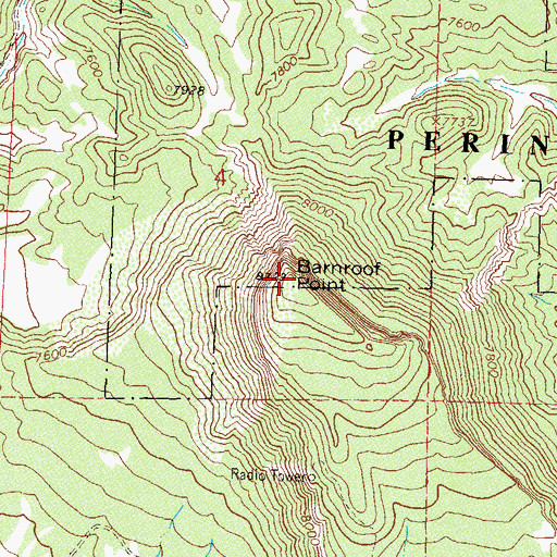 Topographic Map of Barnroof Point, CO