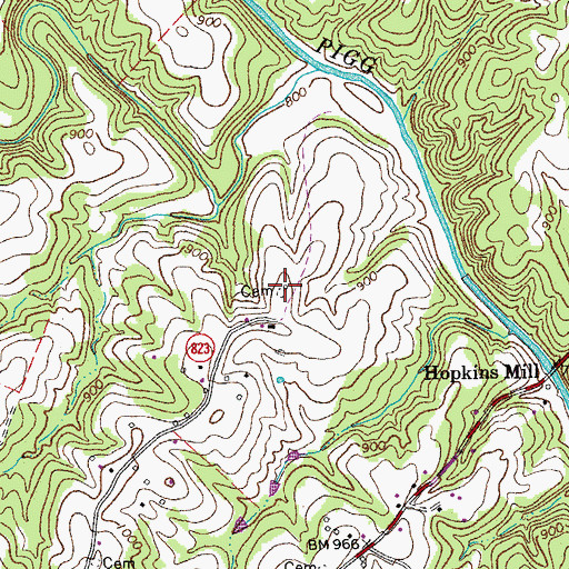Topographic Map of English-Tyree Cemetery, VA