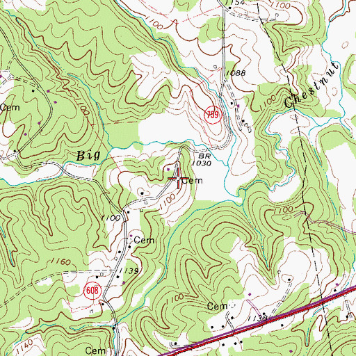 Topographic Map of Gardner-Ramsey Cemetery, VA