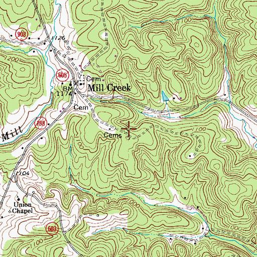 Topographic Map of Gusler Cemetery, VA