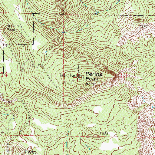 Topographic Map of Perins Peak, CO