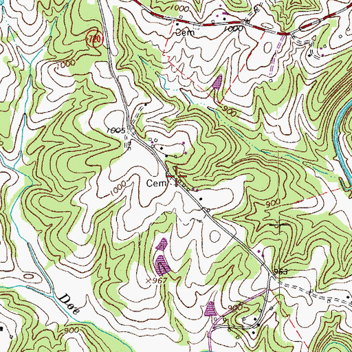 Topographic Map of Hodges Cemetery, VA