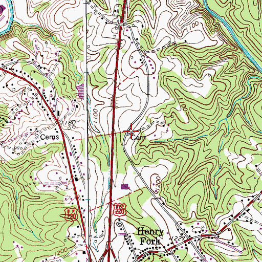 Topographic Map of Holland Cemetery, VA