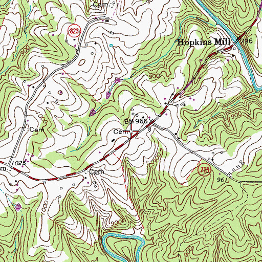 Topographic Map of Hunt Cemetery, VA