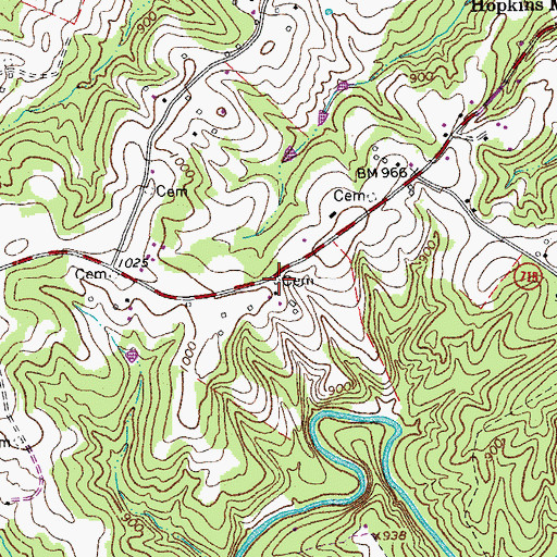 Topographic Map of Hunt Cemetery, VA
