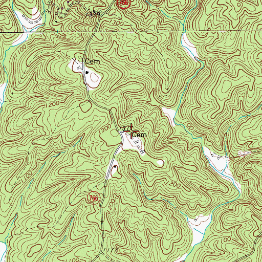 Topographic Map of Hurt-Thompson Cemetery, VA