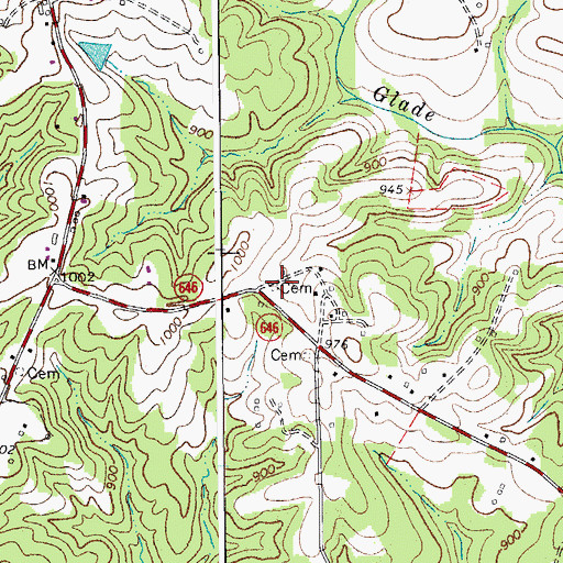 Topographic Map of Hutchinson Cemetery, VA