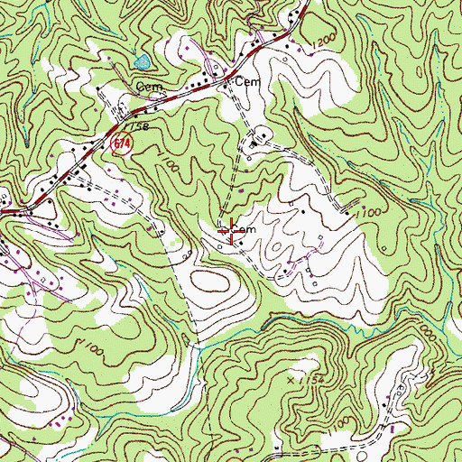 Topographic Map of Jones Cemetery, VA