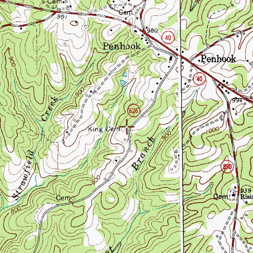Topographic Map of King Cemetery, VA