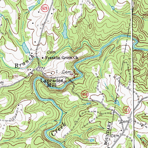 Topographic Map of Laprade Cemetery, VA