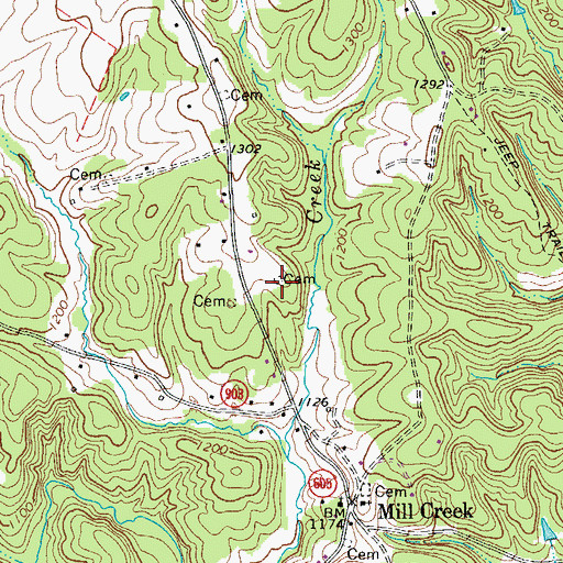 Topographic Map of Lovell Cemetery, VA