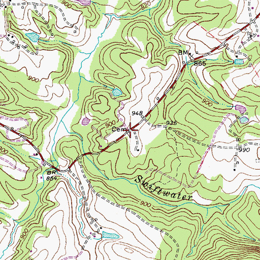 Topographic Map of Martin-Davis Cemetery, VA