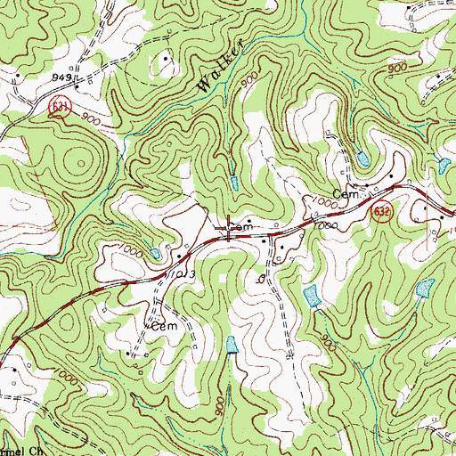 Topographic Map of Matley Cemetery, VA