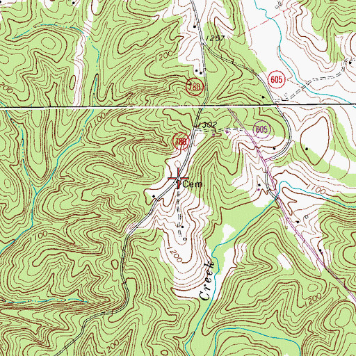 Topographic Map of Meadors-Sloan Cemetery, VA