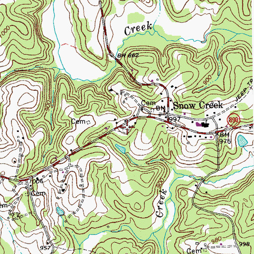Topographic Map of Memorial Gardens Cemetery, VA