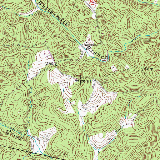 Topographic Map of Moran Cemetery, VA