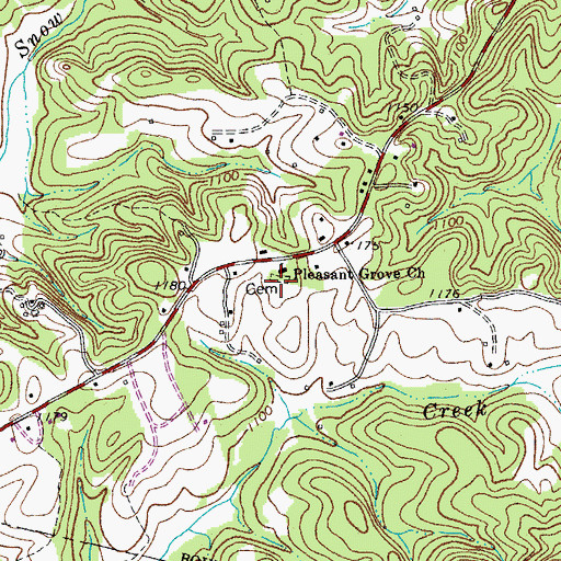 Topographic Map of Pleasant Grove Cemetery, VA
