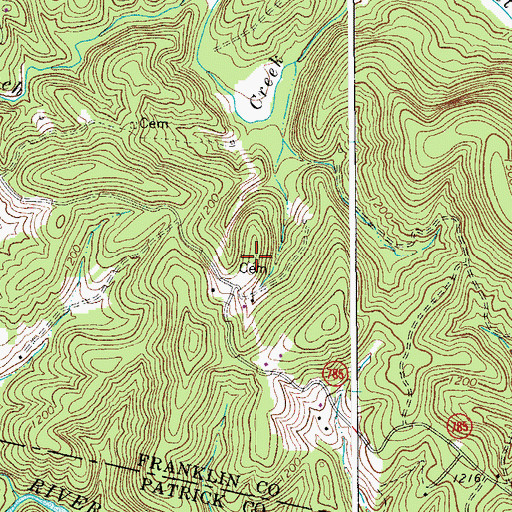 Topographic Map of Rakes Cemetery, VA
