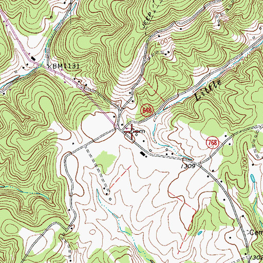 Topographic Map of Ratcliff-Whitlow-Young Cemetery, VA