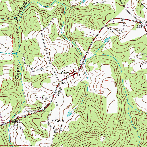 Topographic Map of Rogers Cemetery, VA