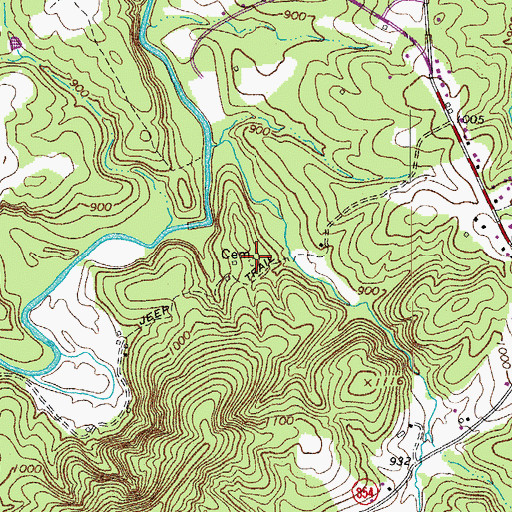 Topographic Map of Smith-Thomas Cemetery, VA