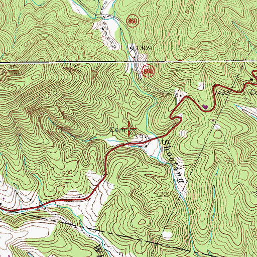 Topographic Map of Thomas Cemetery, VA