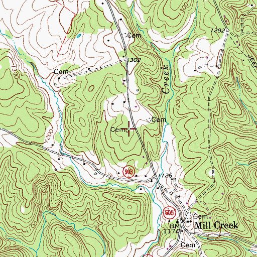 Topographic Map of Thomas Cemetery, VA
