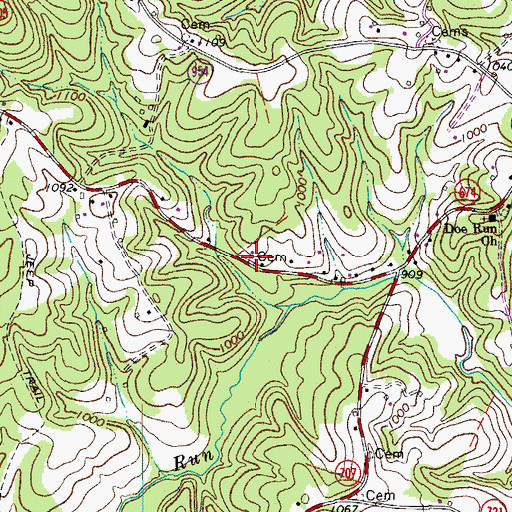 Topographic Map of Turner-Scott-Sawyers-Cemetery, VA