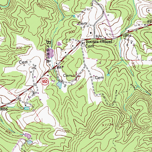 Topographic Map of Walker Cemetery, VA