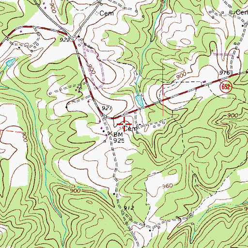 Topographic Map of Walker-Rigney Cemetery, VA