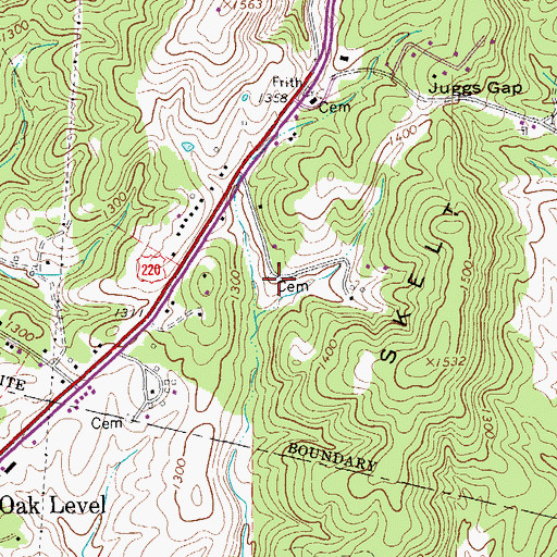 Topographic Map of Williams Cemetery, VA
