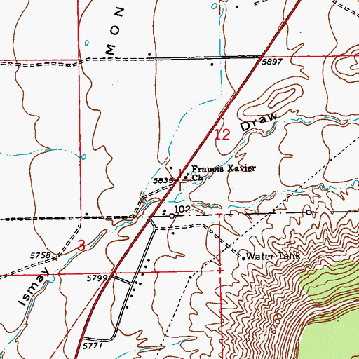 Topographic Map of Francis Xavier Church, CO