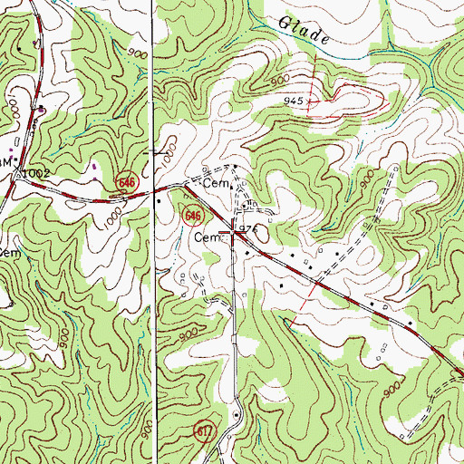 Topographic Map of Wilson-Cook Cemetery, VA