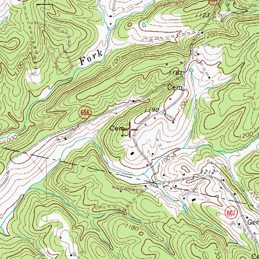 Topographic Map of Wray Cemetery, VA
