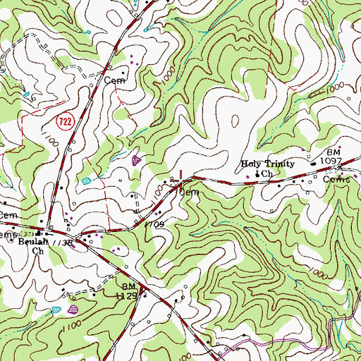Topographic Map of Young Cemetery, VA