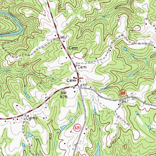 Topographic Map of Young Cemetery, VA