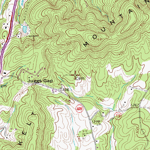 Topographic Map of Young Cemetery, VA