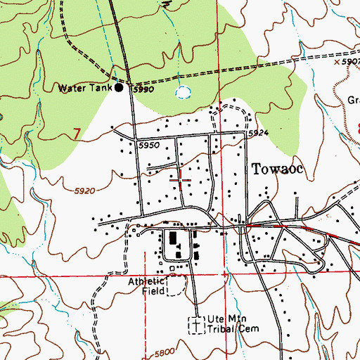 Topographic Map of Towaoc, CO