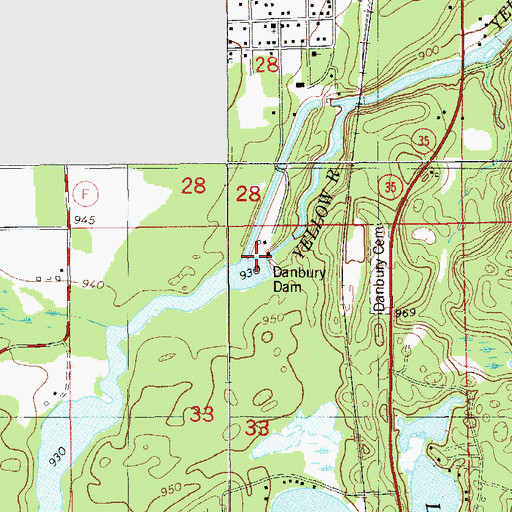 Topographic Map of Danbury 2WP696 Dam, WI