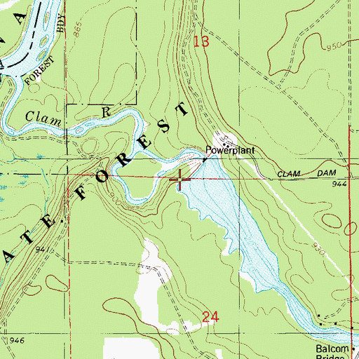 Topographic Map of Clam River 2WP516 Dam, WI