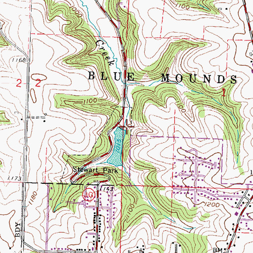 Topographic Map of Mount Horeb Dam, WI
