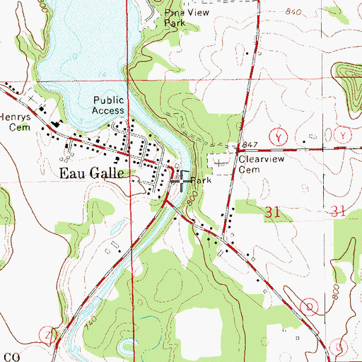 Topographic Map of Lake Eau Galle 173, WI