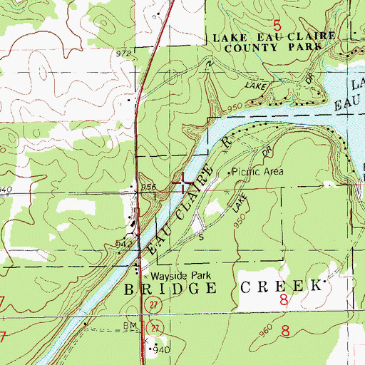 Topographic Map of Eau Claire River 2WP224 Dam, WI