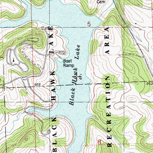 Topographic Map of Blackhawk Lake Dam, WI