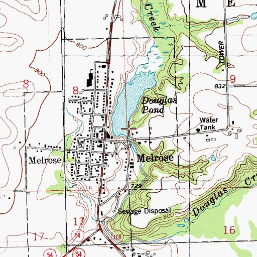 Topographic Map of Melrose Dam, WI