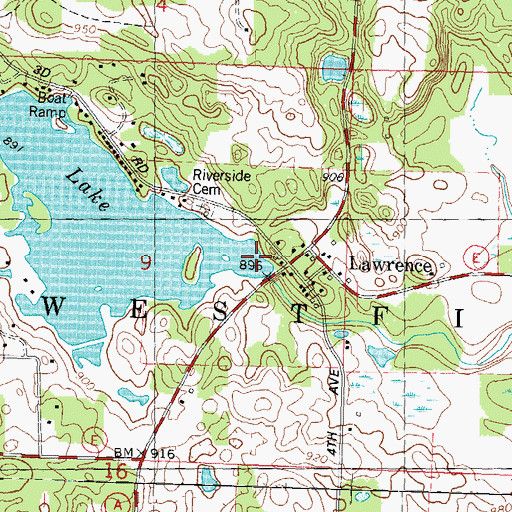 Topographic Map of Lawrence Lake 29, WI