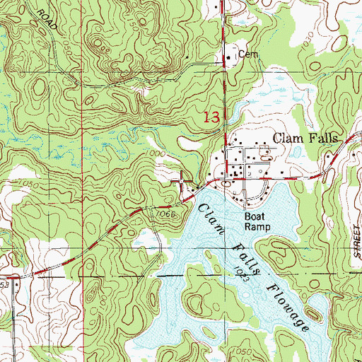 Topographic Map of Clam Falls 2-Wd-1009 Dam, WI