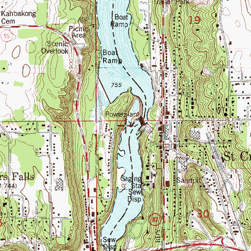 Topographic Map of Saint Croix Falls 1903-C24 Dam, WI